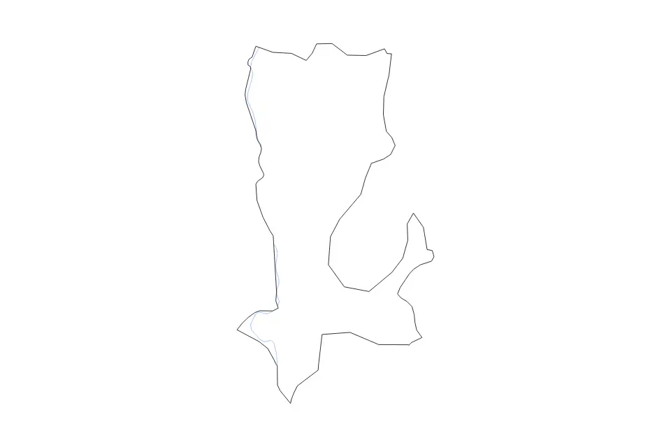 Outline map of Cahul District, Moldova with subdivision borders and rivers.