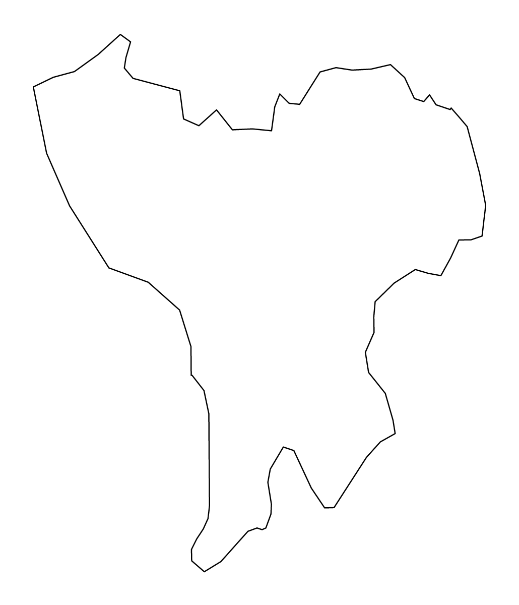 Outline map of Căușeni District, Moldova.