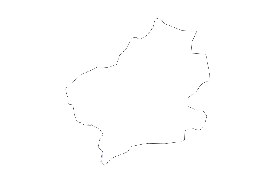 Outline map of Fălești District, Moldova with subdivision borders and rivers.
