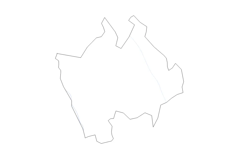 Outline map of Hîncești District, Moldova with subdivision borders and rivers.