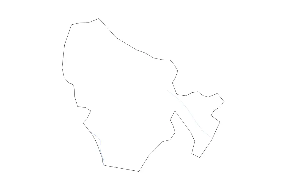 Outline map of Nisporeni District, Moldova with subdivision borders and rivers.
