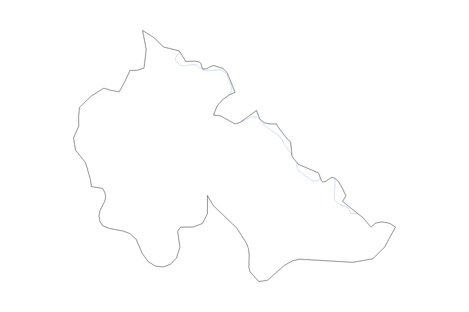 Outline map of Ștefan Vodă District, Moldova with subdivision borders and rivers.