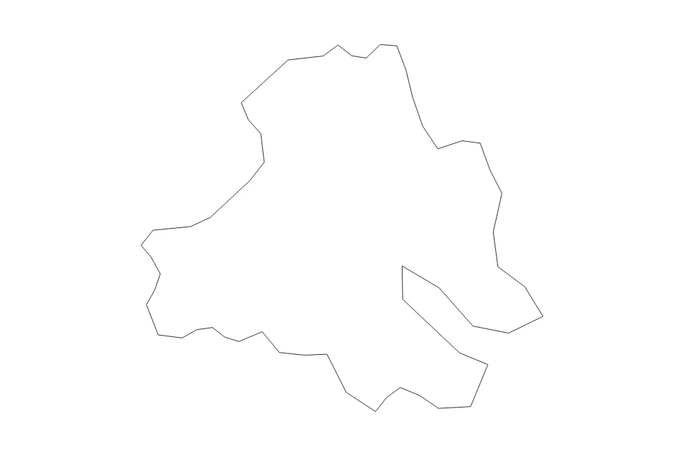Outline map of Strășeni District, Moldova with subdivision borders.