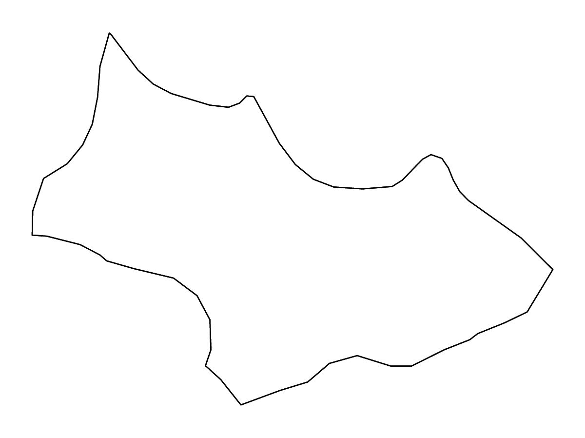 Mapa de contorno de Bijelo Polje, Montenegro con ríos.
