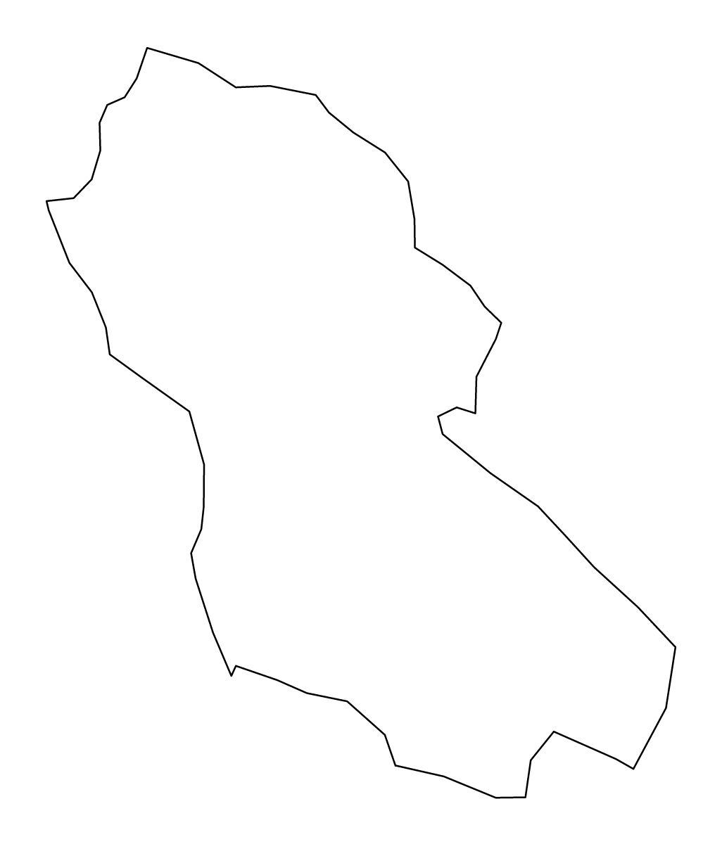 Mapa de contorno de Cetinje, Montenegro.