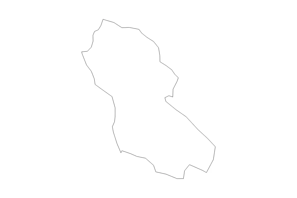 Outline map of Cetinje Municipality, Montenegro with subdivision borders.