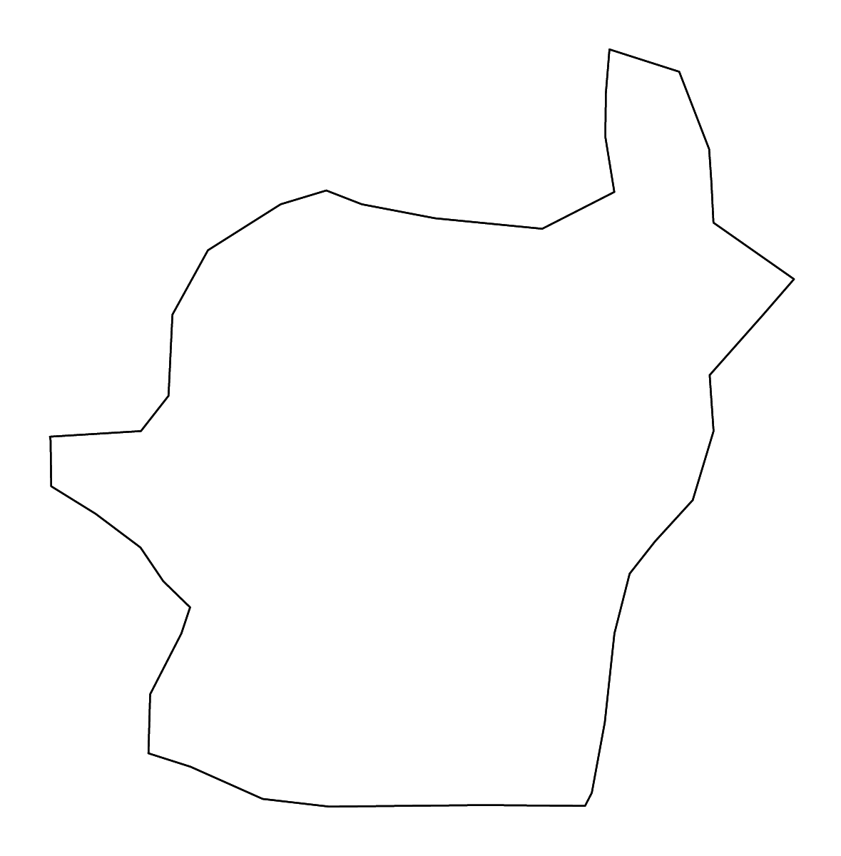 Mapa de contorno de Danilovgrad, Montenegro con ríos.