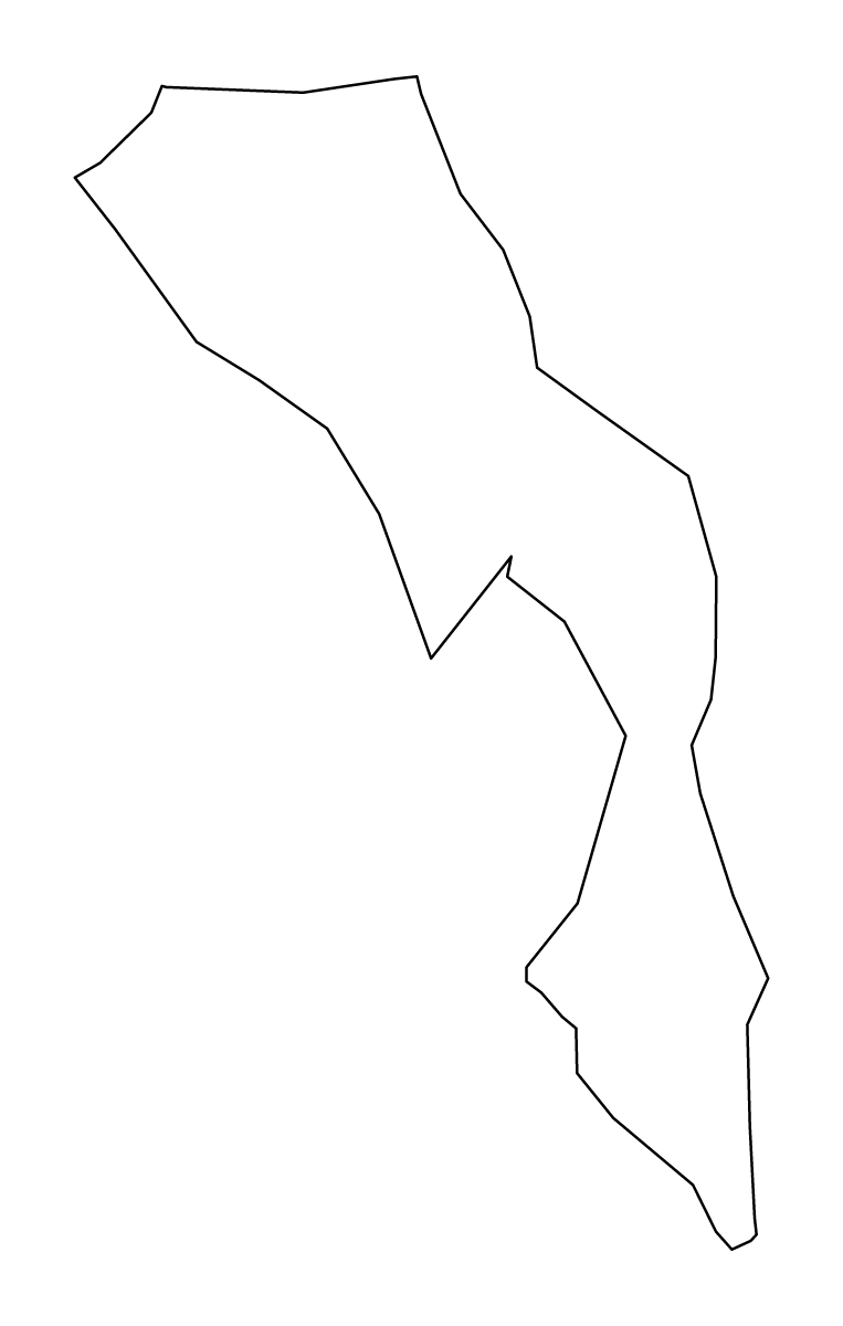 Outline map of Kotor Municipality, Montenegro.