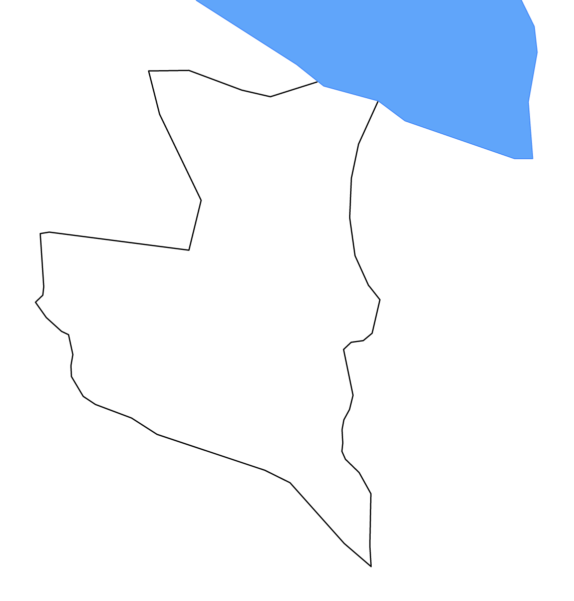 Outline map of Ulcinj Municipality, Montenegro with lakes.