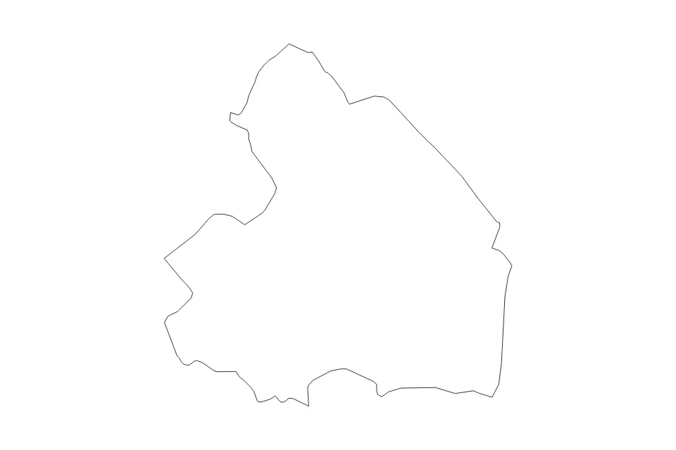 Outline map of Drenthe, Netherlands with subdivision borders.