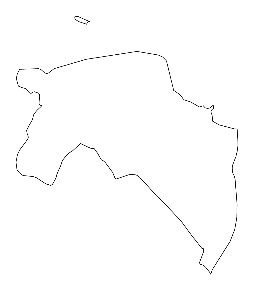 Outline map of Groningen, Netherlands.