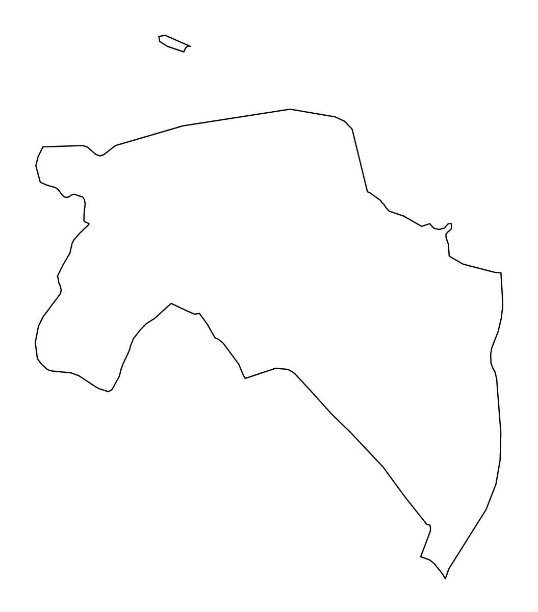 Outline map of Groningen, Netherlands.