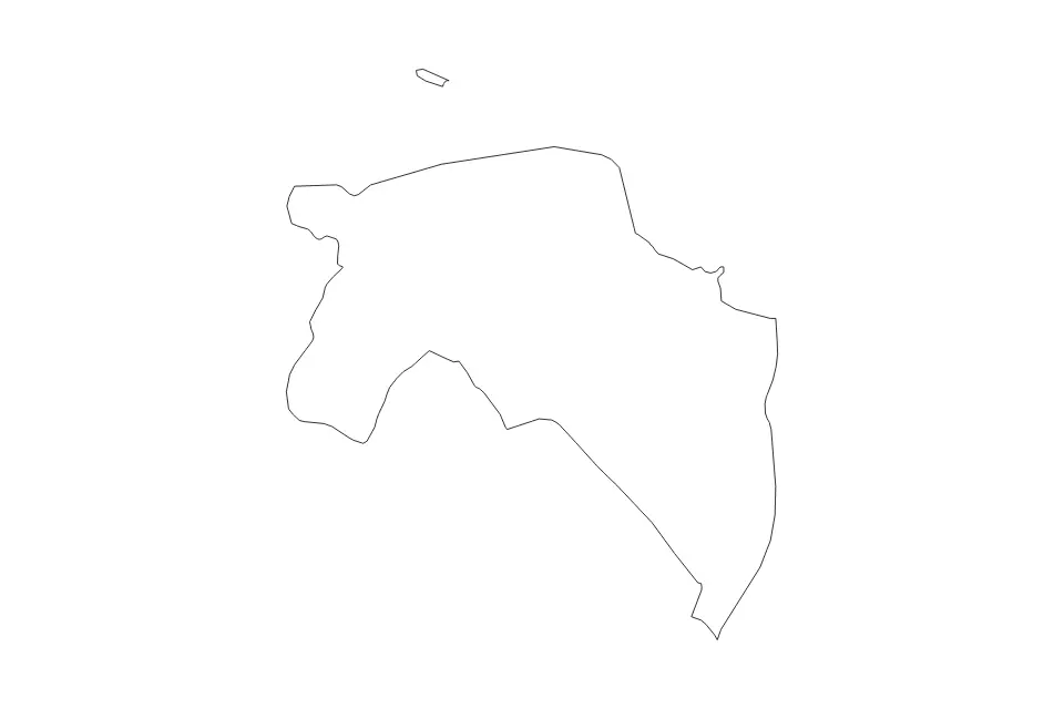 Outline map of Groningen, Netherlands with subdivision borders.