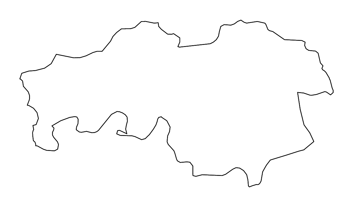 Mapa de contorno de North Brabant, Netherlands con ríos.