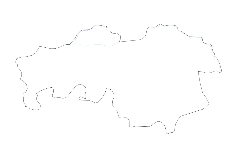 Outline map of North Brabant, Netherlands with subdivision borders and rivers.