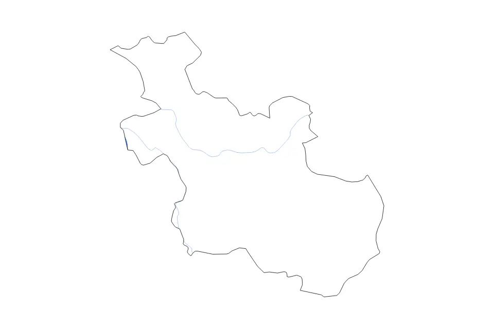Outline map of Overijssel, Netherlands with subdivision borders and major lakes and rivers.