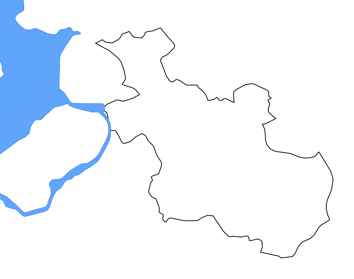 Outline map of Overijssel, Netherlands with lakes and rivers.