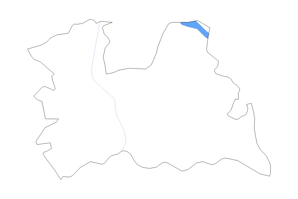 Outline map of Utrecht, Netherlands with subdivision borders and major lakes and rivers.
