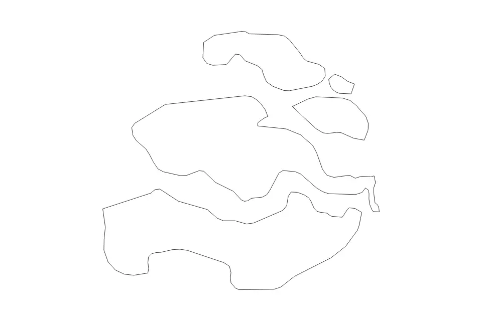 Outline map of Zeeland, Netherlands with subdivision borders.