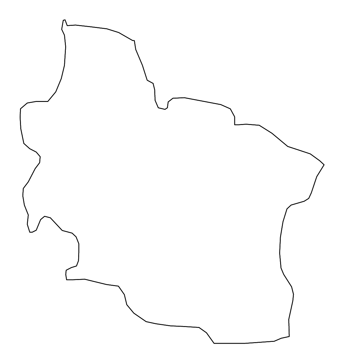 Mapa de contorno de Berovo, North Macedonia con ríos.