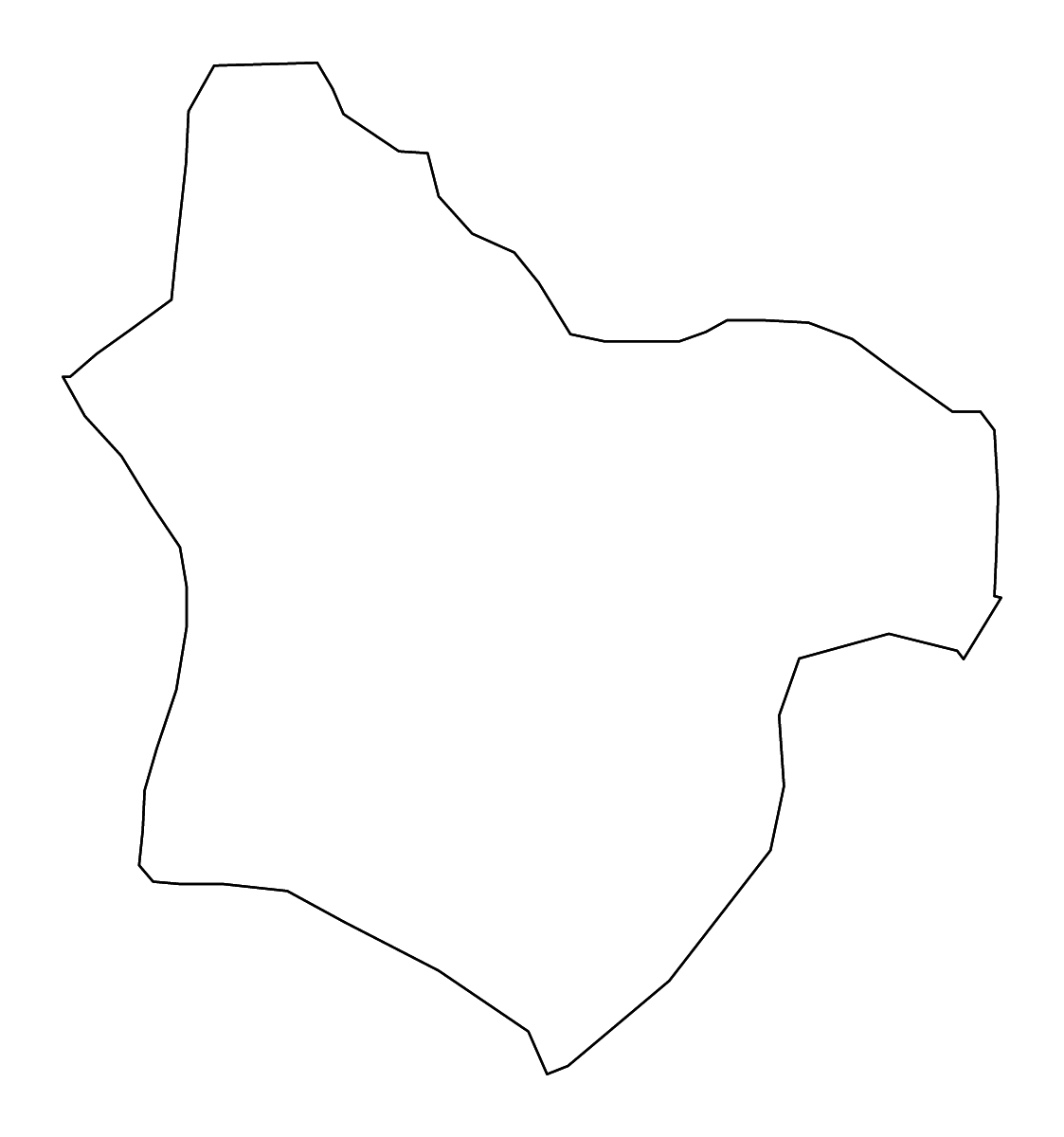 Mapa de contorno de Bogdanci, North Macedonia con ríos.