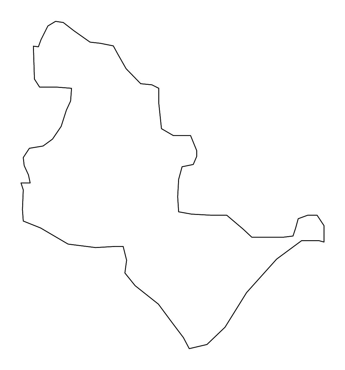 Outline map of Brvenica Statistical Region, North Macedonia with rivers.