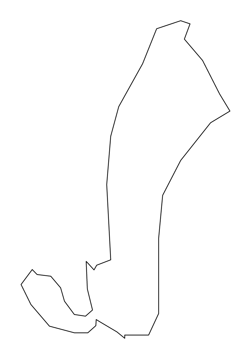 Outline map of Butel Municipality, North Macedonia.