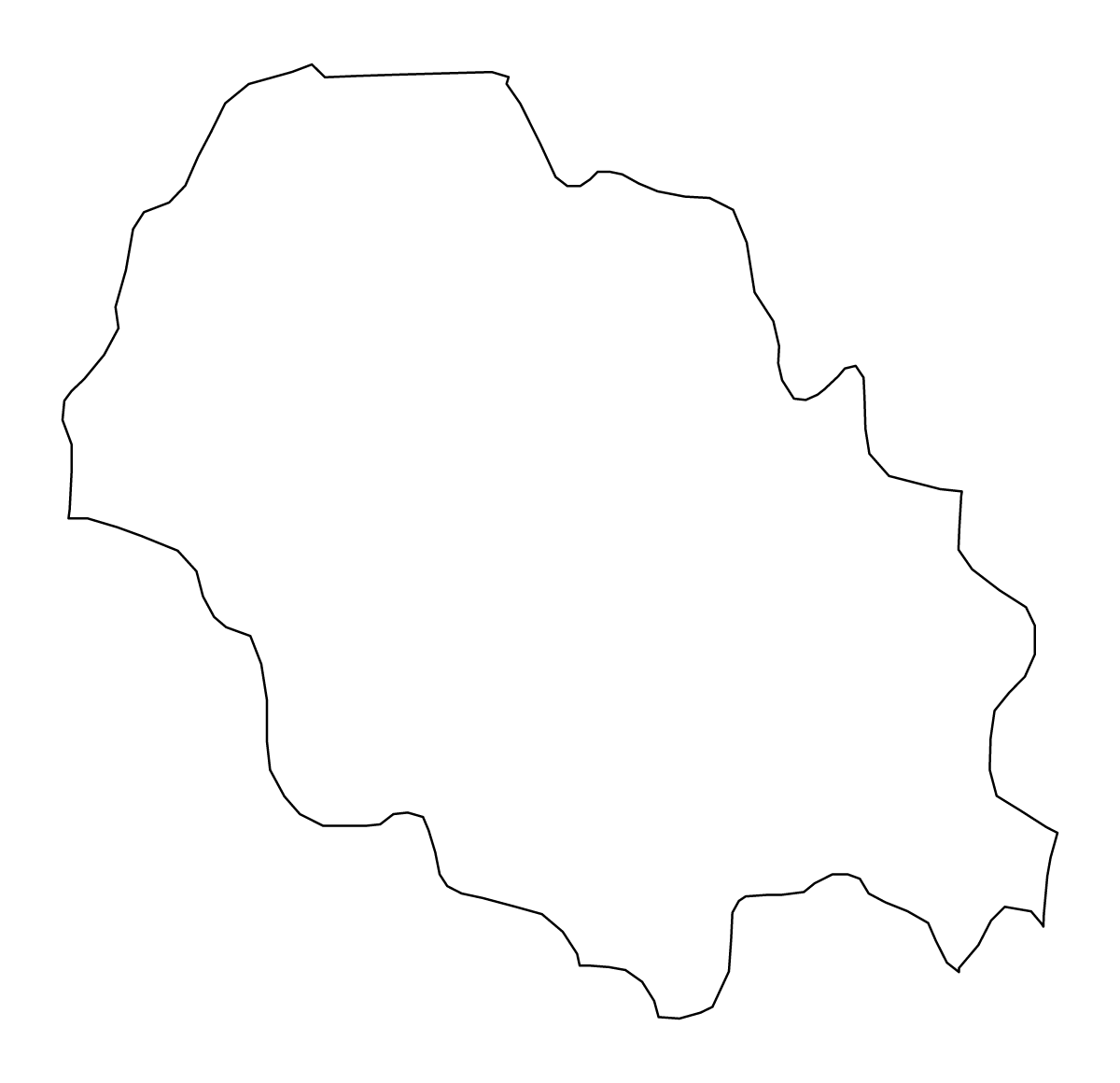 Outline map of Čaška Statistical Region, North Macedonia.