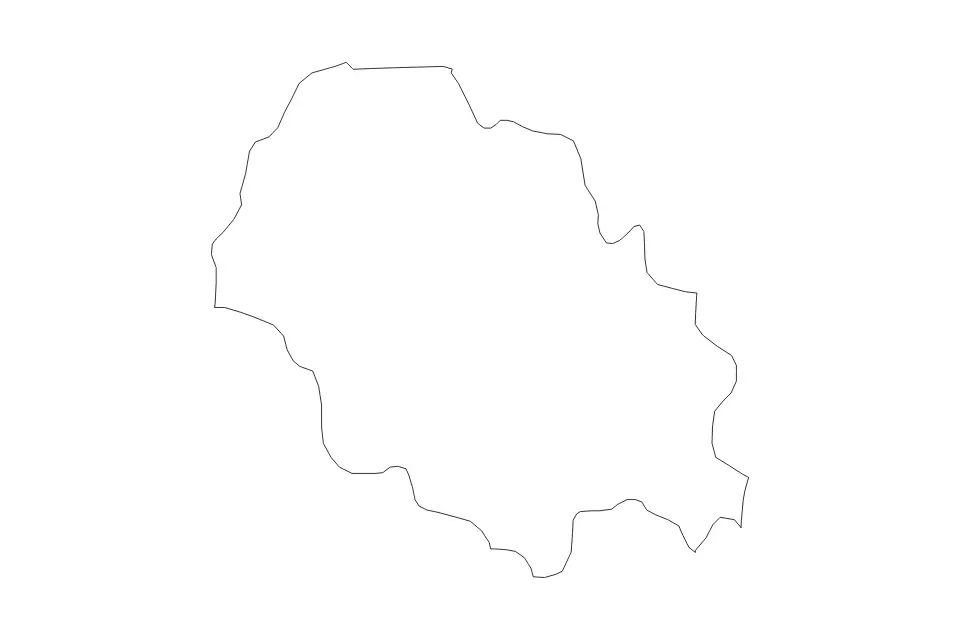 Outline map of Čaška Statistical Region, North Macedonia with subdivision borders.