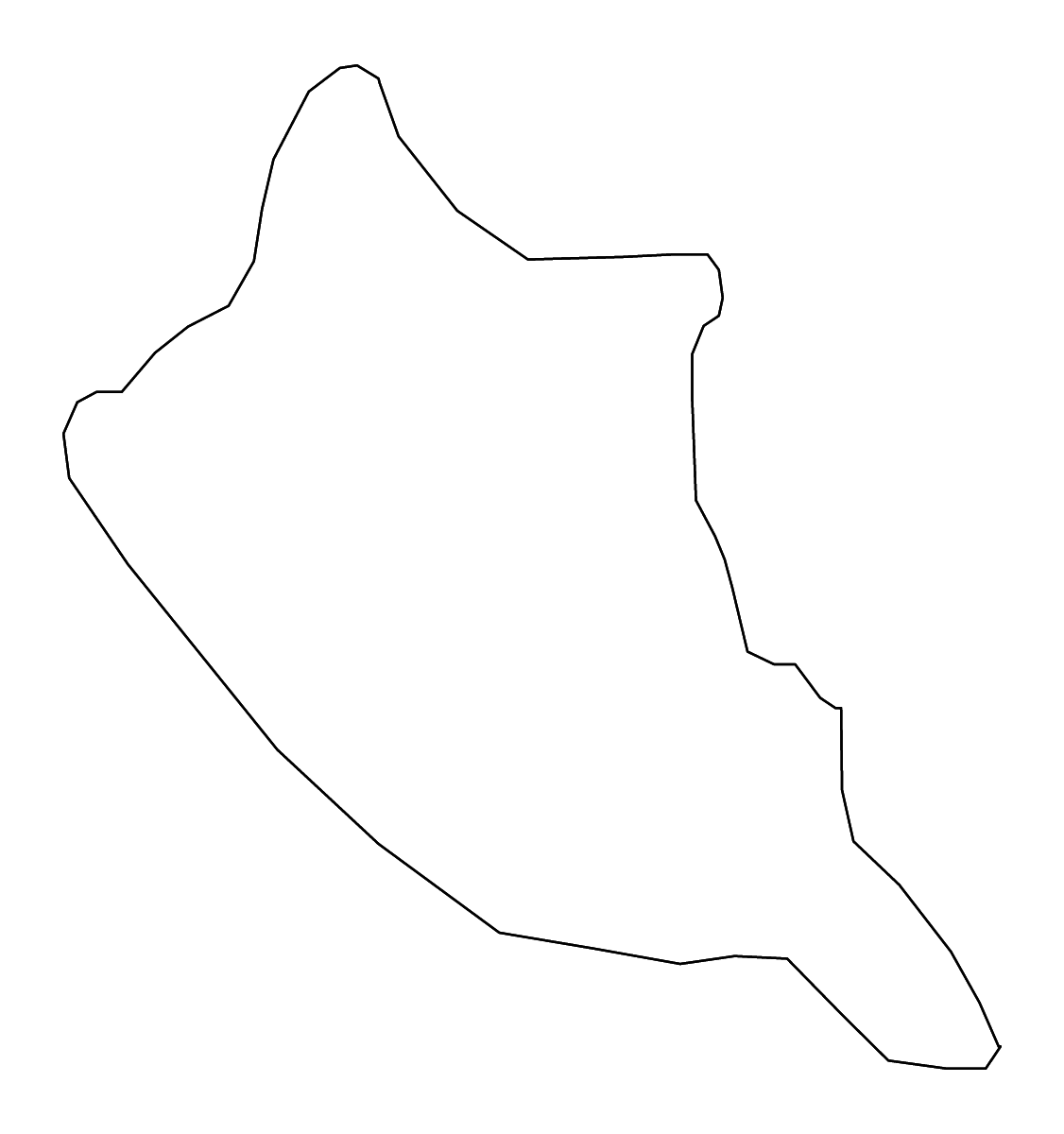 Outline map of Češinovo-Obleševo Statistical Region, North Macedonia with rivers.