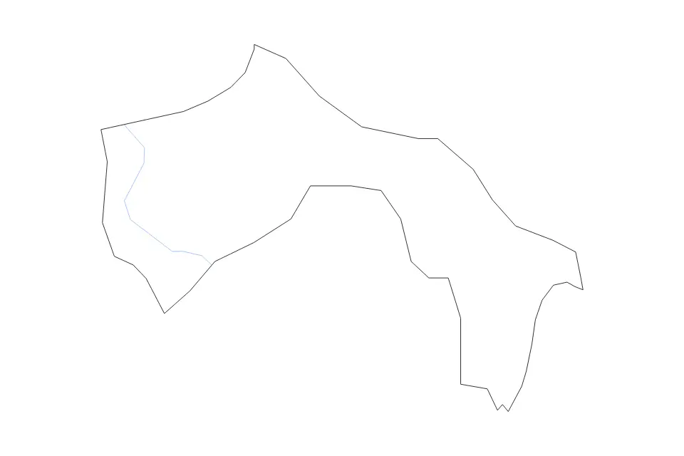 Mapa de Debar, North Macedonia de tipo contorno y ríos para Europa, con contorno y ríos con límites limpios.