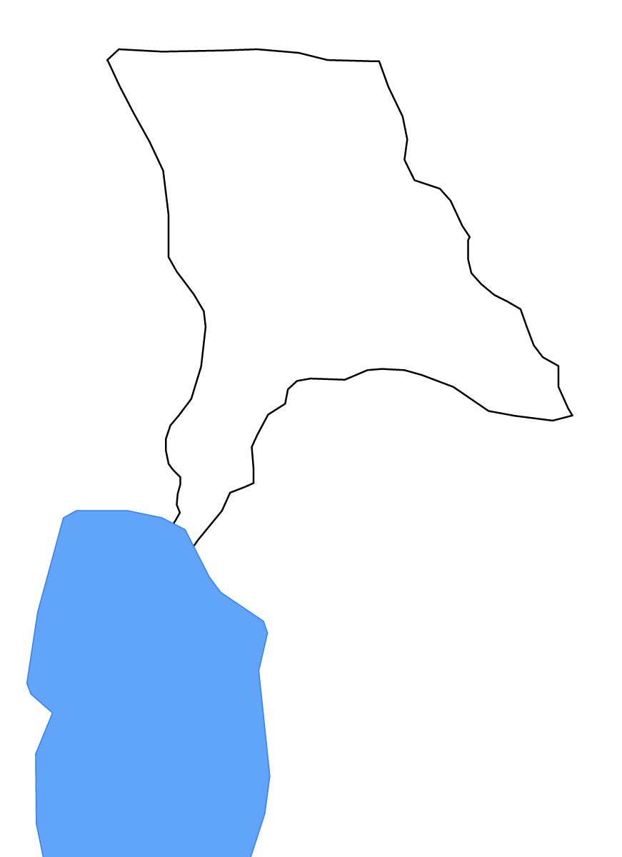 Mapa de contorno de Debarca, North Macedonia con lagos.