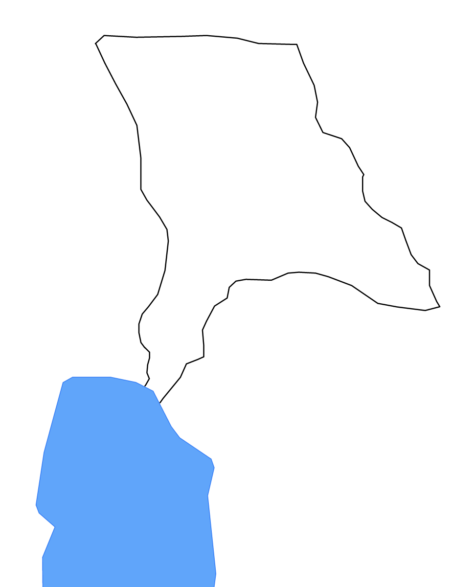 Outline map of Debarca Statistical Region, North Macedonia with lakes.