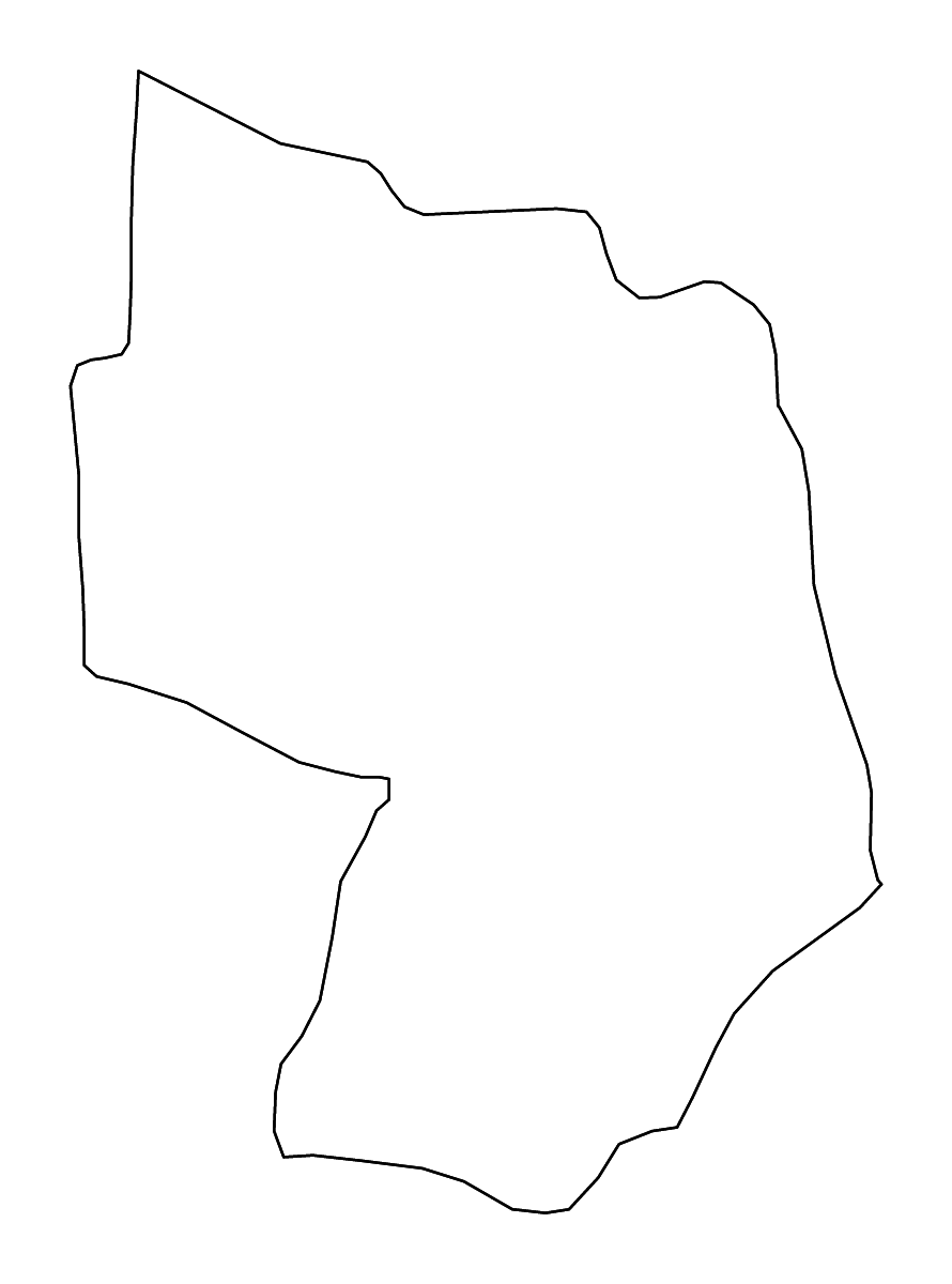 Mapa de contorno de Delčevo, North Macedonia con ríos.