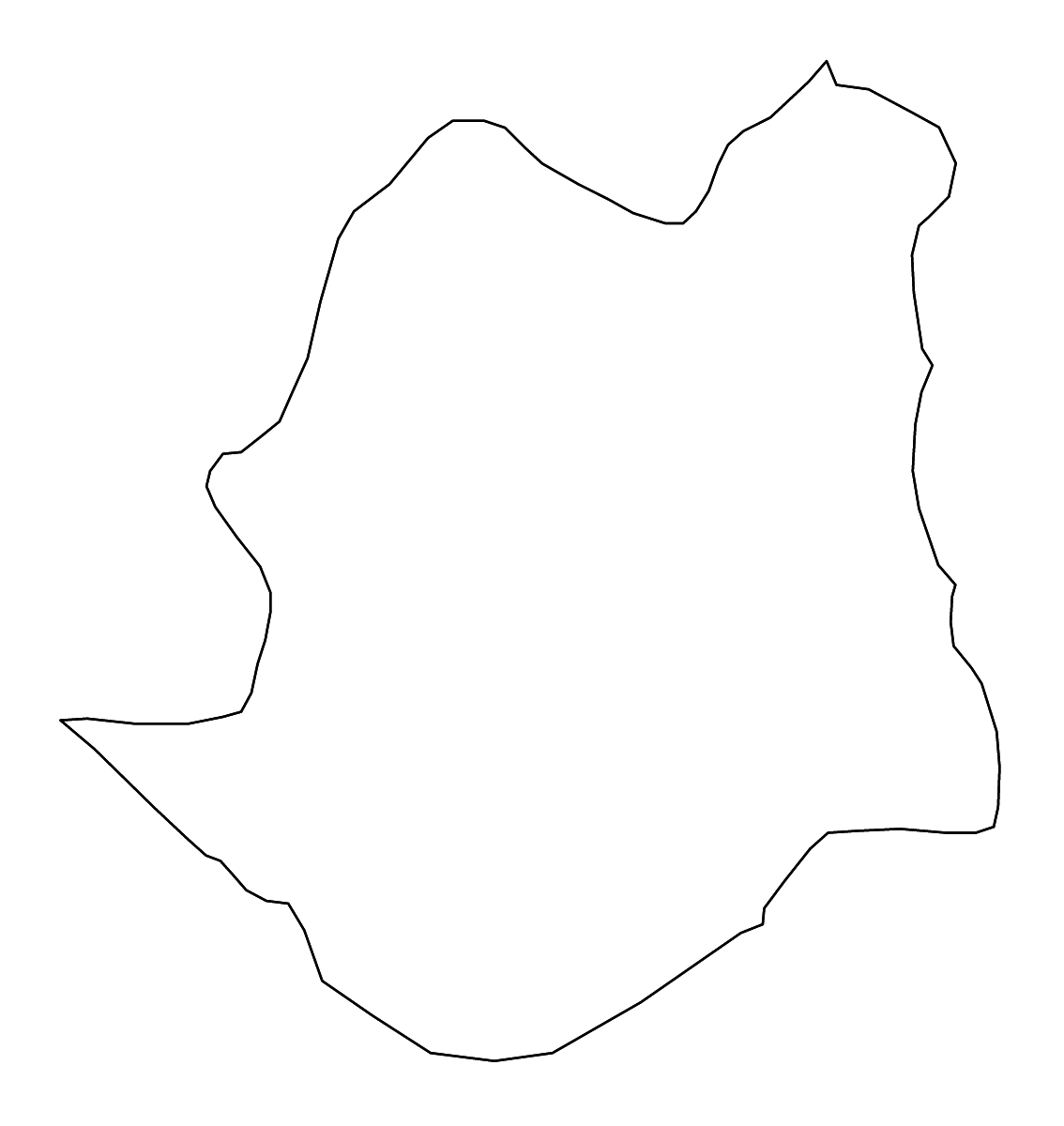 Outline map of Demir Kapija Statistical Region, North Macedonia with rivers.