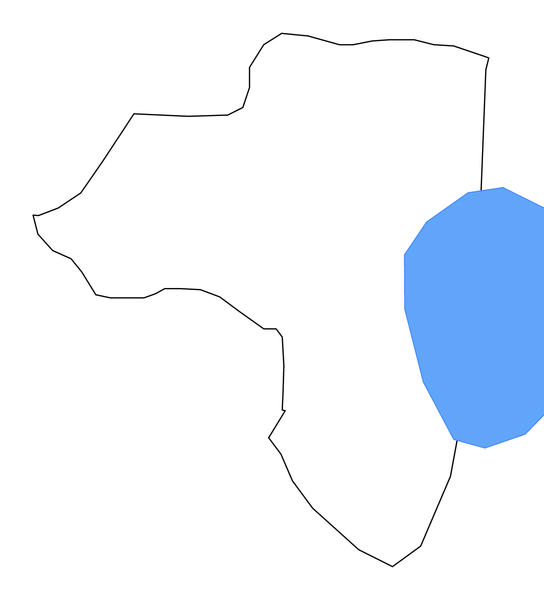 Mapa de contorno de Dojran, North Macedonia con lagos.