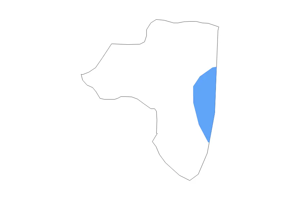 Outline map of Dojran Statistical Region, North Macedonia with subdivision borders and major lakes.