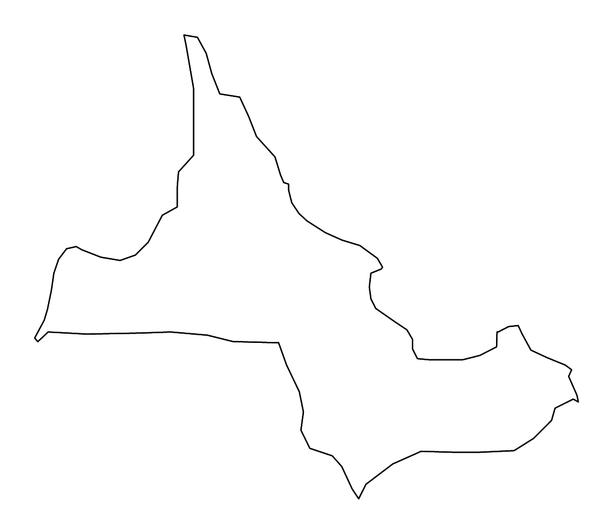 Mapa de contorno de Drugovo, North Macedonia con ríos.