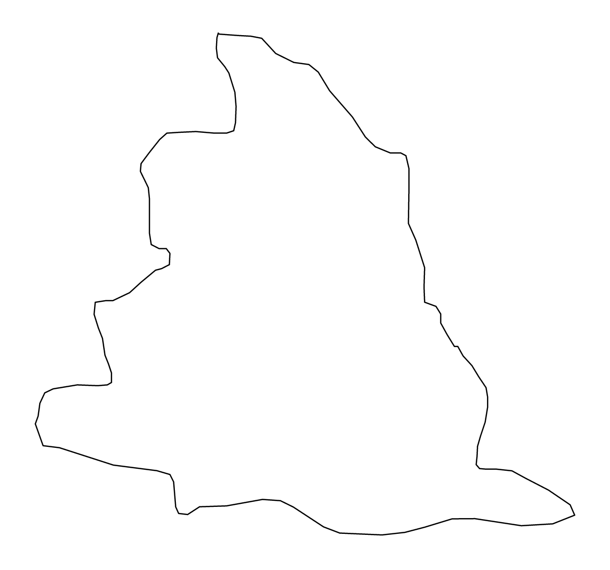 Outline map of Gevgelija Statistical Region, North Macedonia.