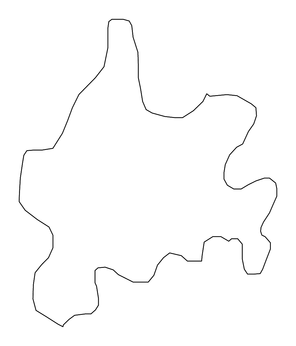 Outline map of Gradsko Statistical Region, North Macedonia with rivers.