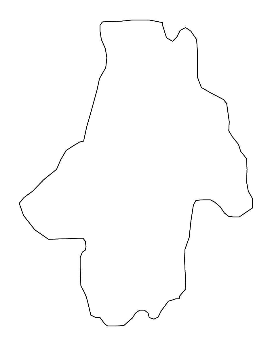Outline map of Kočani Statistical Region, North Macedonia with rivers.