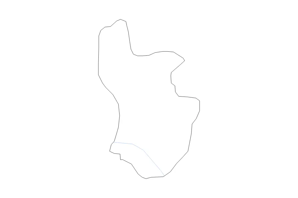 Outline map of Krivogaštani Statistical Region, North Macedonia with subdivision borders and rivers.