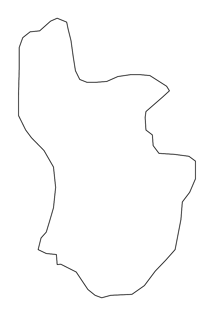 Outline map of Krivogaštani Statistical Region, North Macedonia with rivers.
