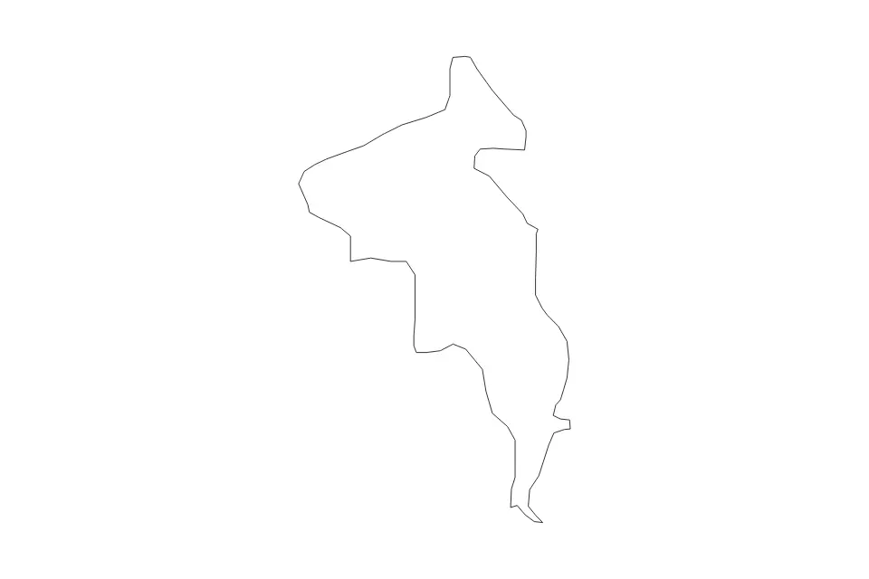 Outline map of Kruševo Statistical Region, North Macedonia with subdivision borders.