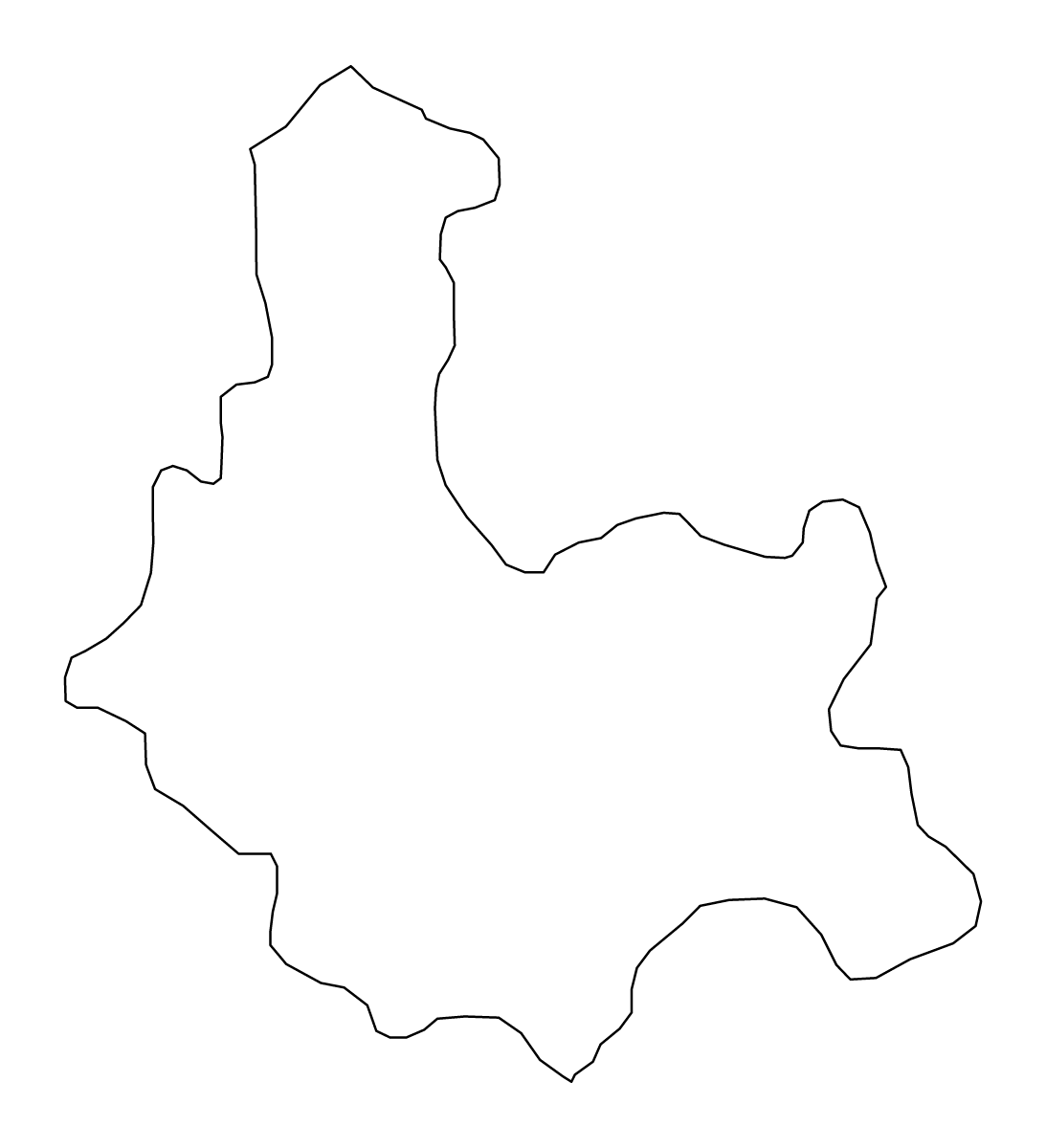 Outline map of Kumanovo Statistical Region, North Macedonia.