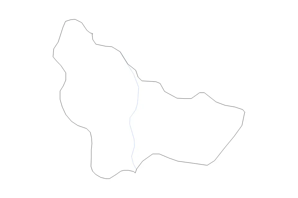 Outline map of Mogila Statistical Region, North Macedonia with subdivision borders and rivers.