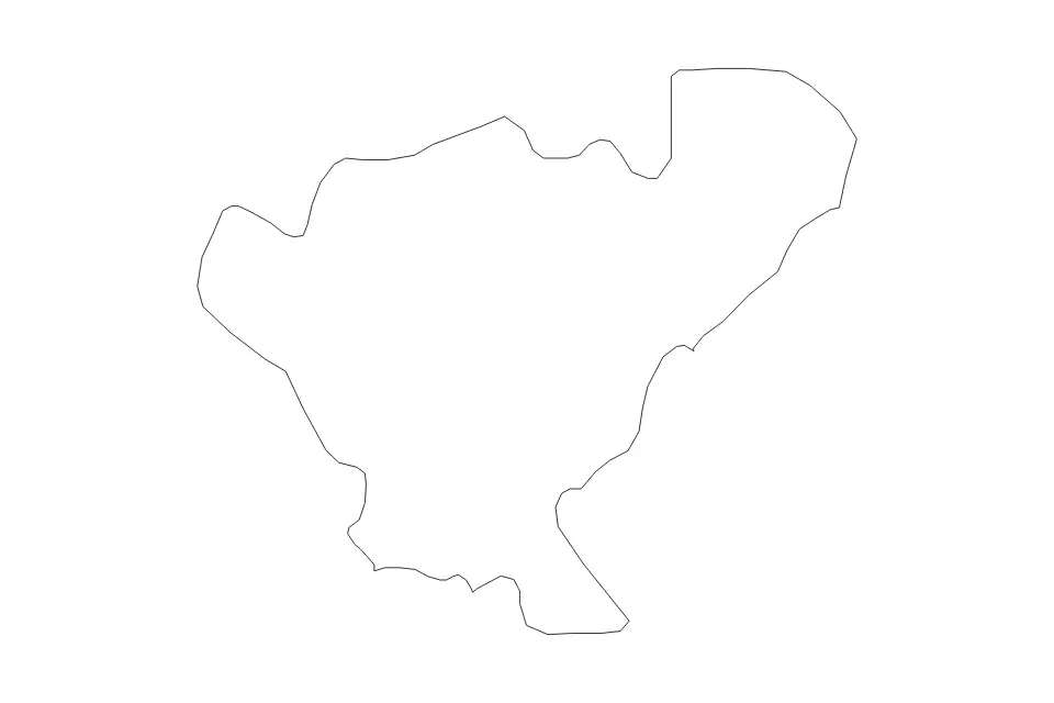 Outline map of Probištip Statistical Region, North Macedonia with subdivision borders.