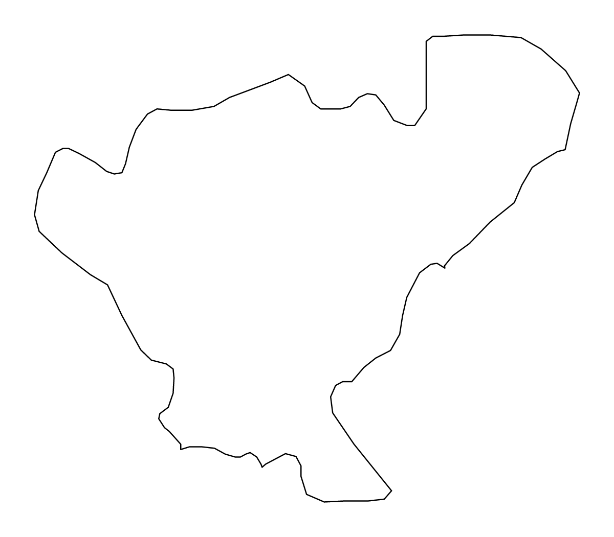 Outline map of Probištip Statistical Region, North Macedonia.