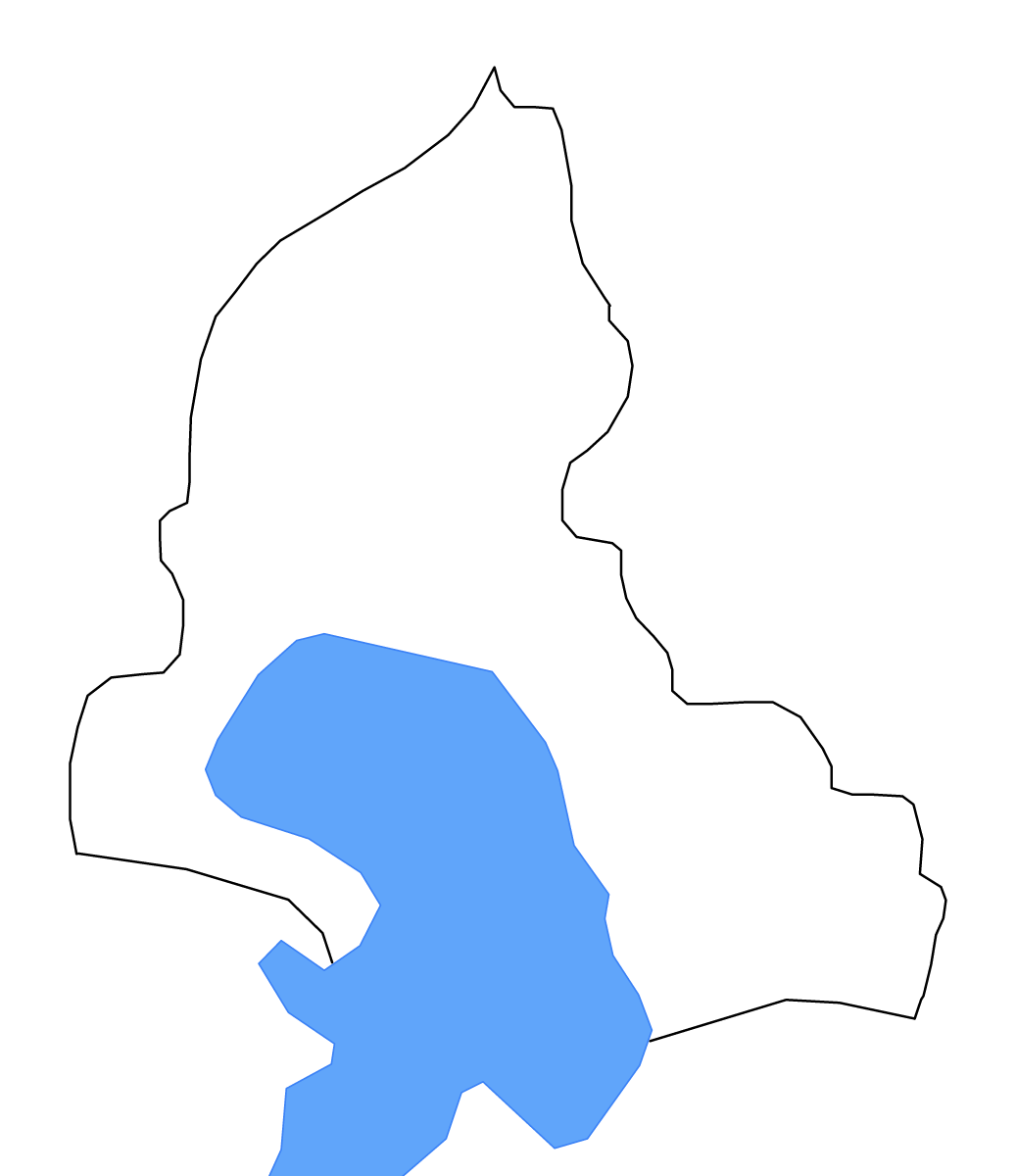 Outline map of Resen Statistical Region, North Macedonia with lakes.