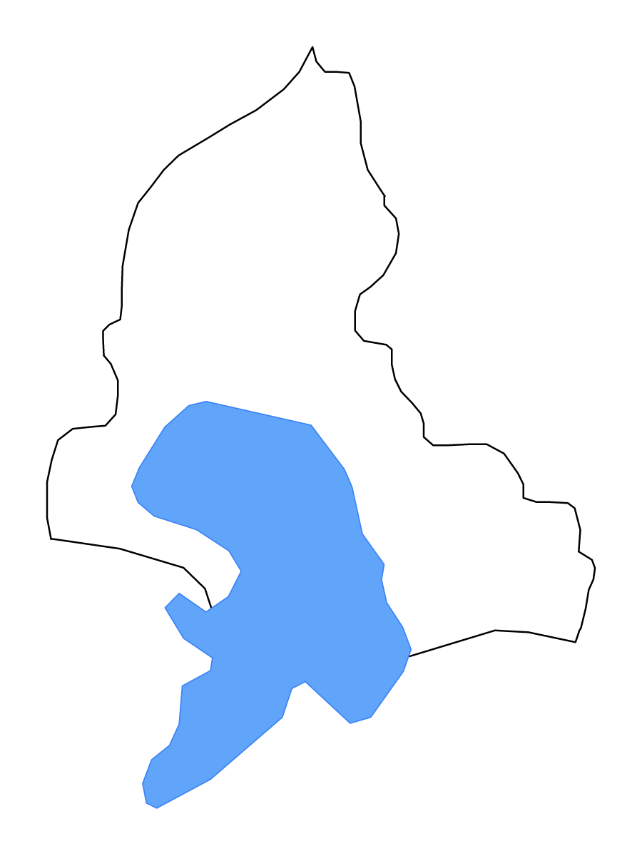 Mapa de contorno de Resen, North Macedonia con lagos.